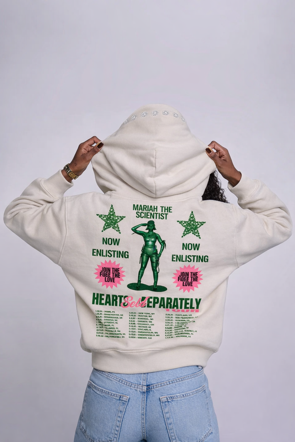 H.S.S Bedazzled Zip-Through Boxy Fleece Hoodie *PREORDER*