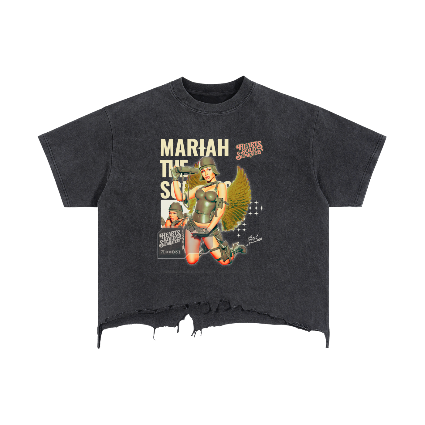 Mariah the Scientist Vintage Wash Boxy Distressed Hem T-Shirt